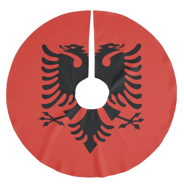 Albanian flag brushed polyester tree skirt (Front)