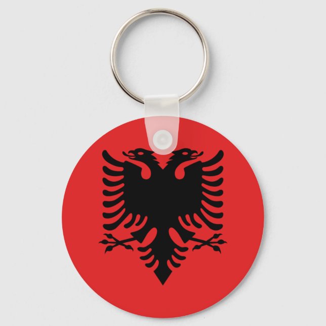 Albanian flag button key ring (Front)