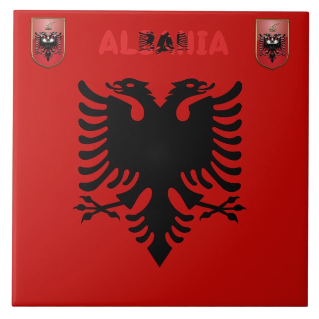 Albanian flag ceramic tile (Front)