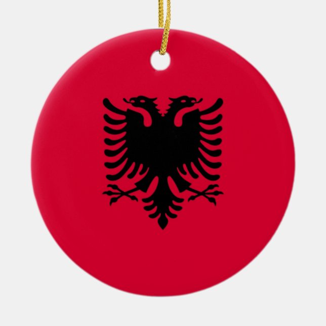 Albanian flag ceramic tree decoration (Front)