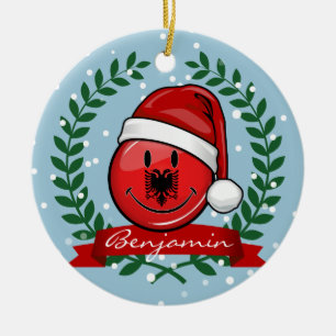 Albanian Flag Christmas Style Ceramic Tree Decoration