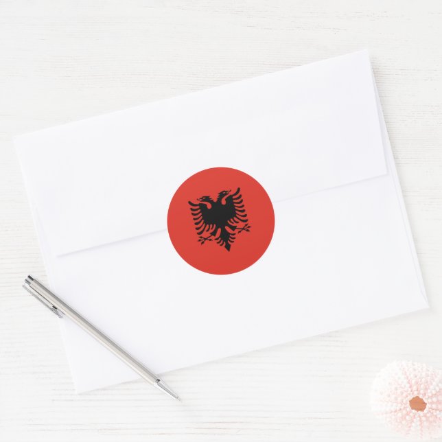Albanian flag classic round sticker (Envelope)