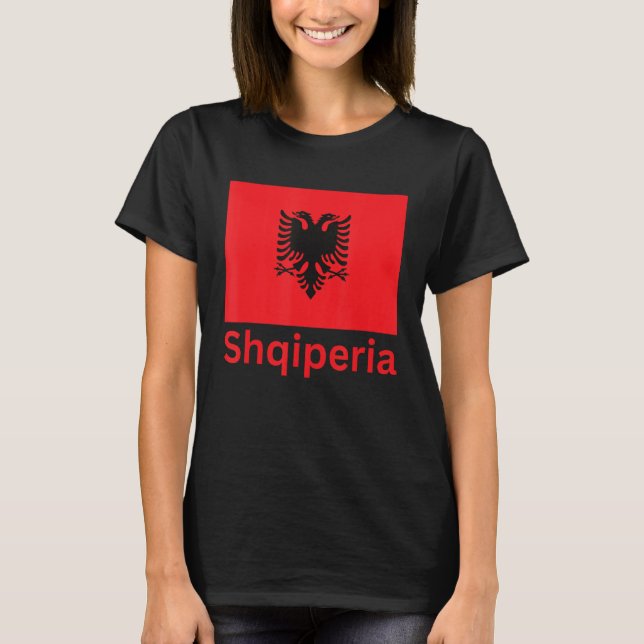Albanian Flag Double Headed Eagle Albania Shqiperi T-Shirt (Front)
