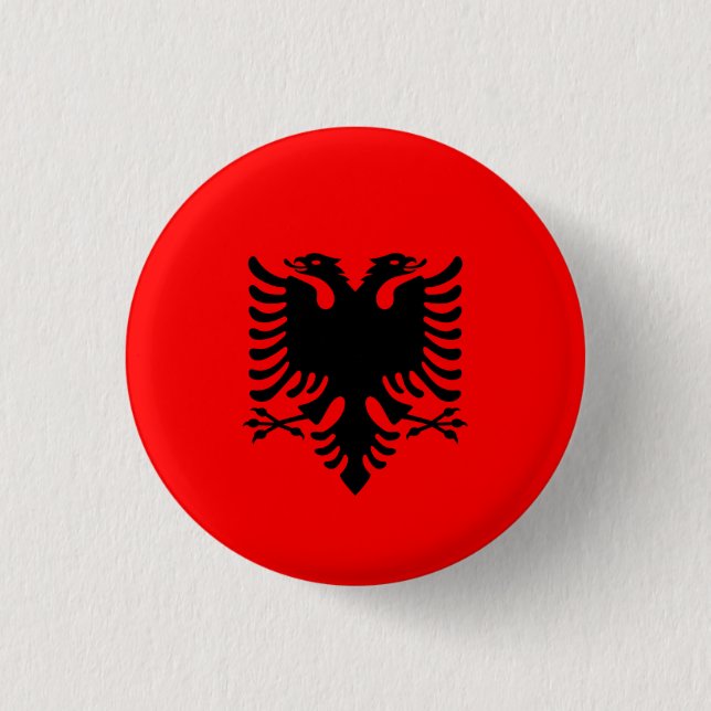 Albanian Flag, Flag of Albania 3 Cm Round Badge (Front)