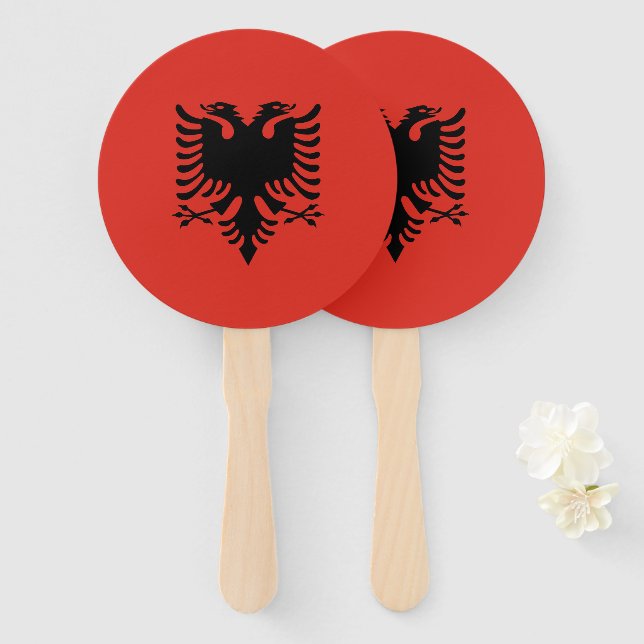 Albanian flag hand fan (Front and Back)