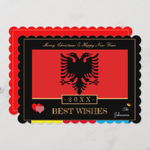 Albanian Flag & Happy New Year/Best Wishes Albania Holiday Card