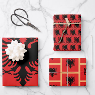 Albanian Flag, Heart & Albania Fashion / Gift Set Wrapping Paper Sheet