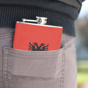 Albanian flag hip flask