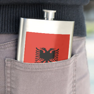 Albanian flag hip flask