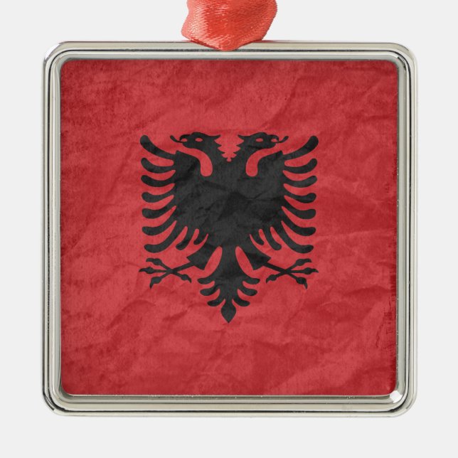 Albanian Flag Metal Tree Decoration (Front)