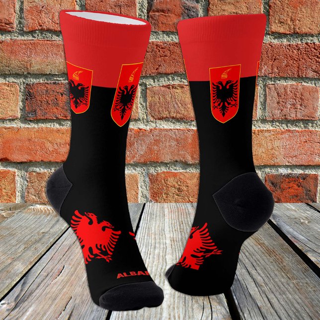 Albanian Flag Patriotic Socks, Sustainable Albania Socks (Creator Uploaded)