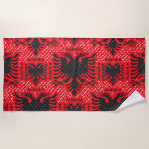 Albanian flag pattern 2 beach towel