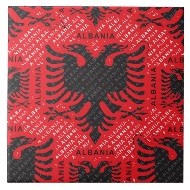Albanian flag pattern 2 ceramic tile (Front)