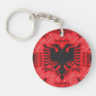 Albanian flag pattern 2 key ring