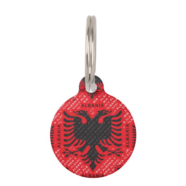 Albanian flag pattern 2 pet tag (Front)