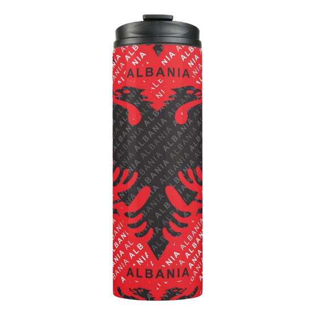 Albanian flag pattern 2 thermal tumbler (Front)