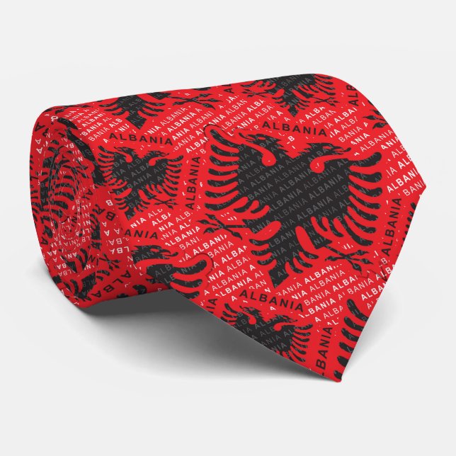 Albanian flag pattern 2 tie (Rolled)