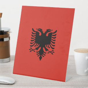 Albanian flag pedestal sign