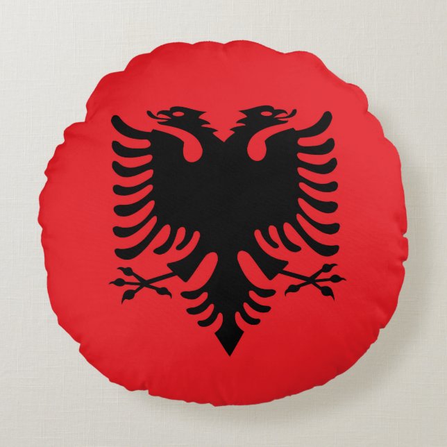 Albanian flag round cushion (Front)