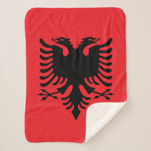 Albanian flag sherpa blanket