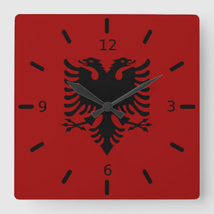 Albanian flag square wall clock
