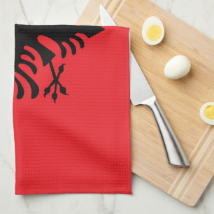 Albanian flag tea towel