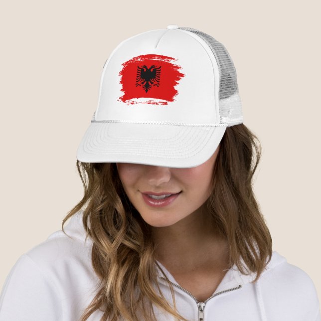 Albanian flag trucker hat (In Situ)
