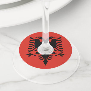 Albanian flag wine glass tag