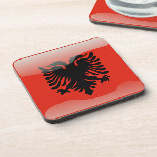 Albanian glossy flag coaster