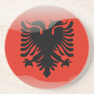 Albanian glossy flag coaster