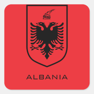 Albanian National Coat of Arms Heritage Ink Square Sticker