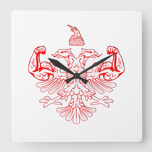 Albanian Power Square Wall Clock (Front)