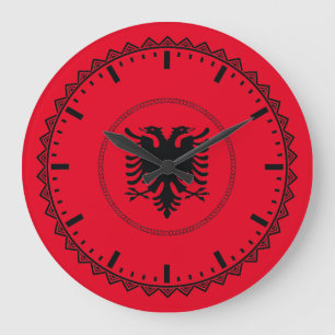 Albanian Pride Red Large Clock