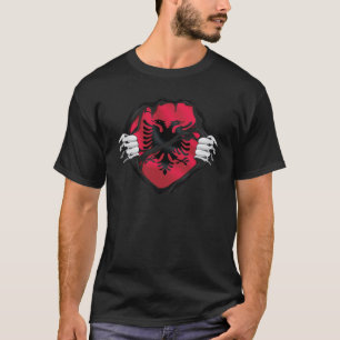 Albanian Pure Roots Flag Black T-Shirt