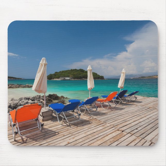 Albanian Riviera, Ksamil, town beachfront Mouse Pad (Front)