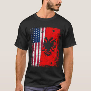 ALBANIAN ROOTS  Red Eagle  ALBANIA American Flag T-Shirt