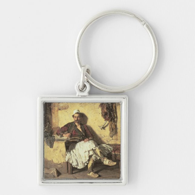 Albanian Sentinel Resting (Arnaueti) (oil on canva Key Ring (Front)