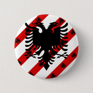 Albanian stripes flag 6 cm round badge