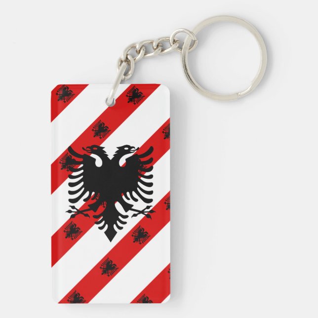 Albanian stripes flag key ring (Back)