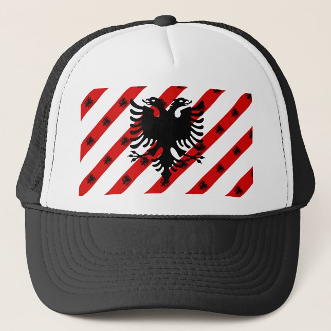 Albanian stripes flag trucker hat (Front)