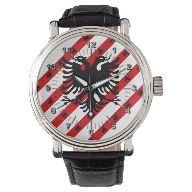 Albanian stripes flag watch (Front)
