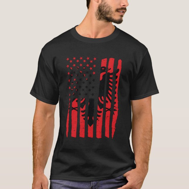 Albanian Usa Flag Gift Men Women Kosovo Albanians T-Shirt (Front)