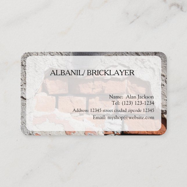 ALBANIL/ BRICKLAYER Business card editable (Front)