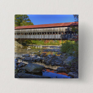 Albany covered bridge over Swift River, White 15 Cm Square Badge