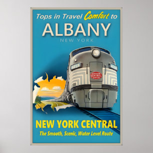 Albany New York Central Railroad Tops in Travel Poster