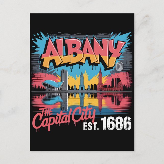 Albany New York Graffiti Mural Street Art Design  Holiday Postcard (Front)