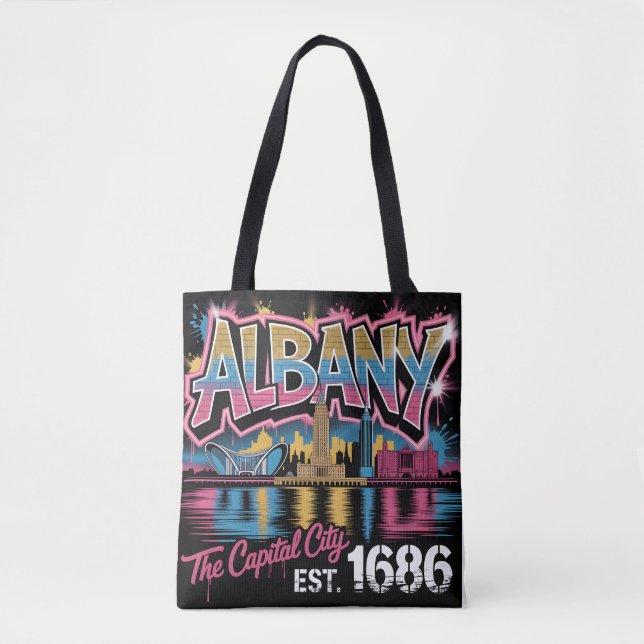 Albany New York Graffiti Mural Street Art Design   Tote Bag (Front)