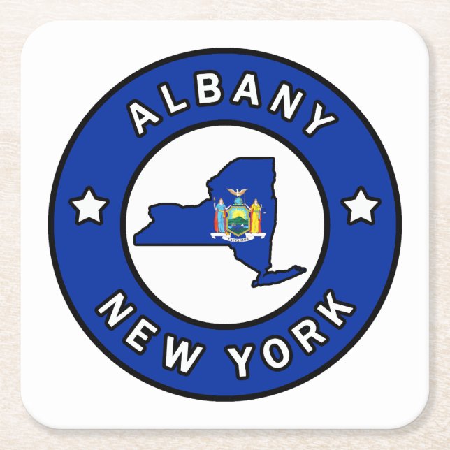 Albany New York Square Paper Coaster (Front)