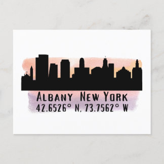 Albany NY City Skyline Postcard