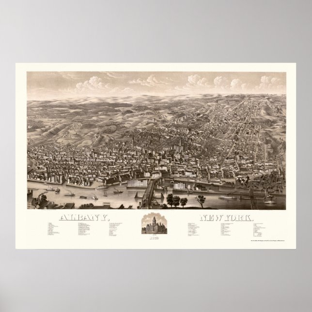 Albany, NY Panoramic Map - 1879 Poster (Front)